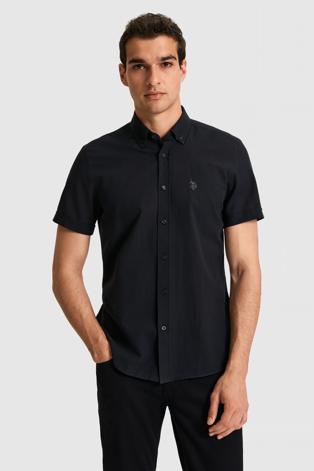 U.S. Polo Assn. Erkek Vişne Kısa Kollu Gömlek 50324727-VR223