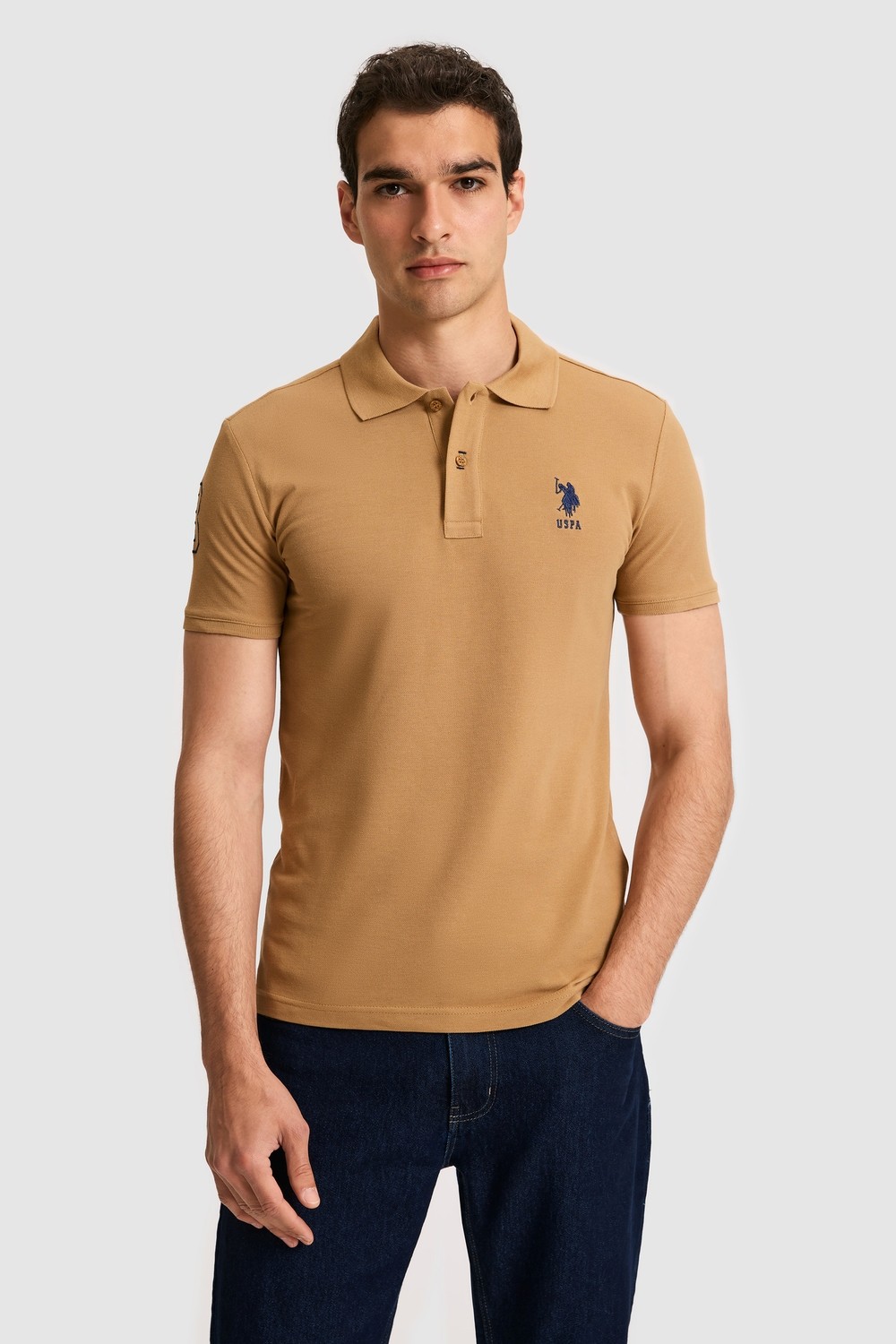 U.S. Polo Assn. Erkek Slim Fit Polo Yaka Yeşil Basic Tişört 50326920-VR235