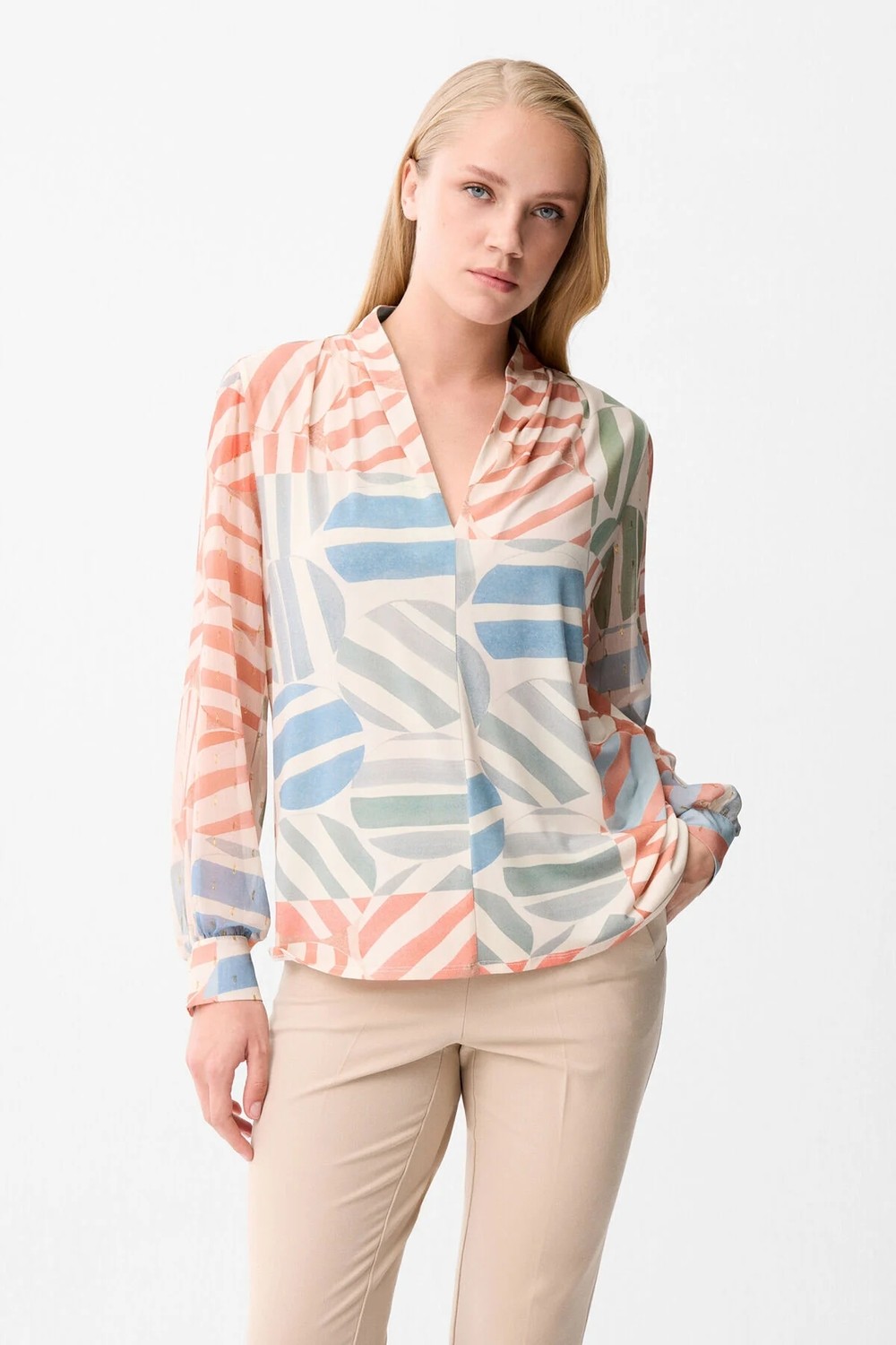 Love My Body Desenli Örme Bluz Coral 115L9893000
