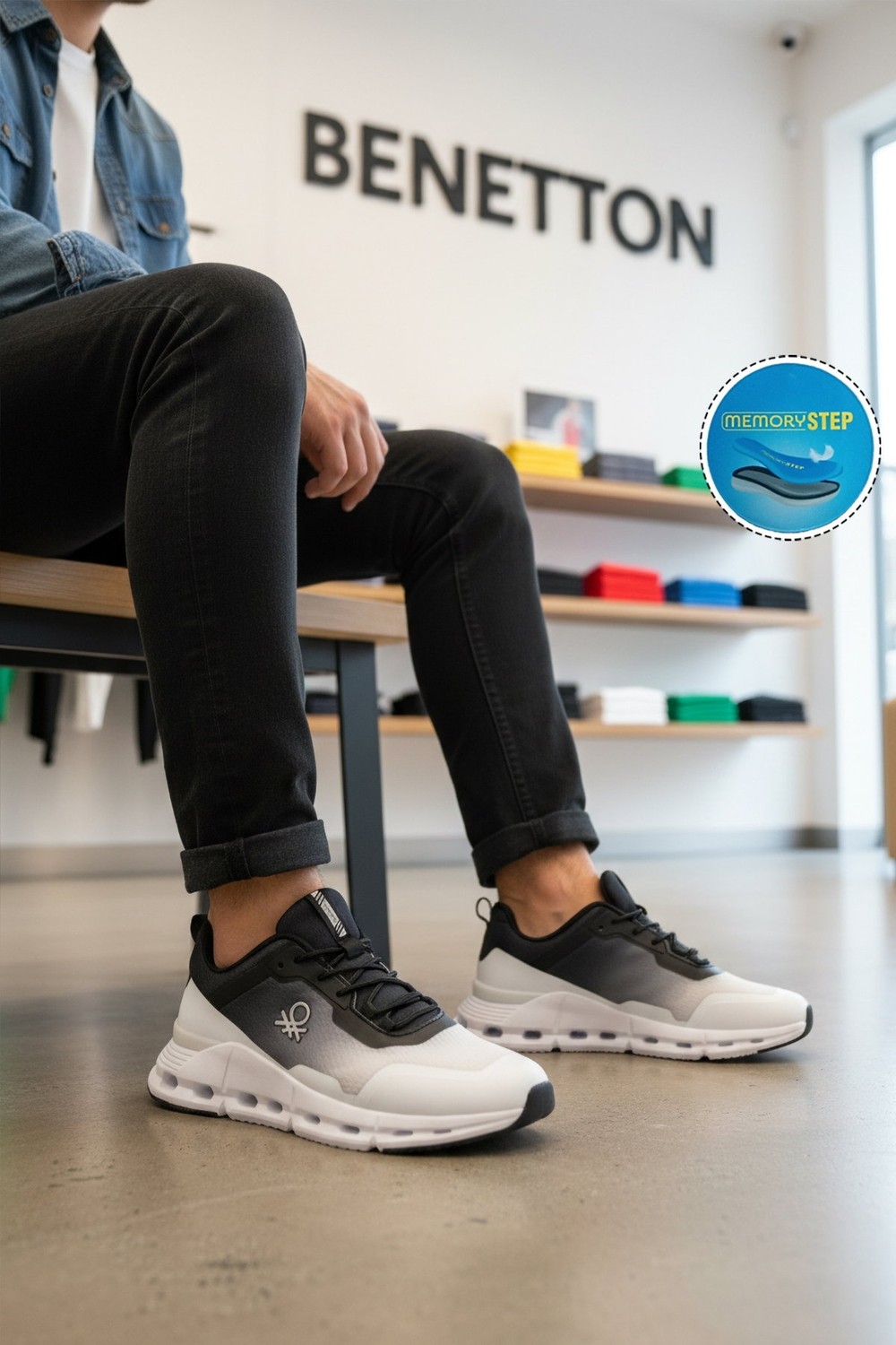 United Colors Of Benetton Siyah Bağcıklı Hafızalı Taban Erkek Spor Ayakkabı BNI-11053 M