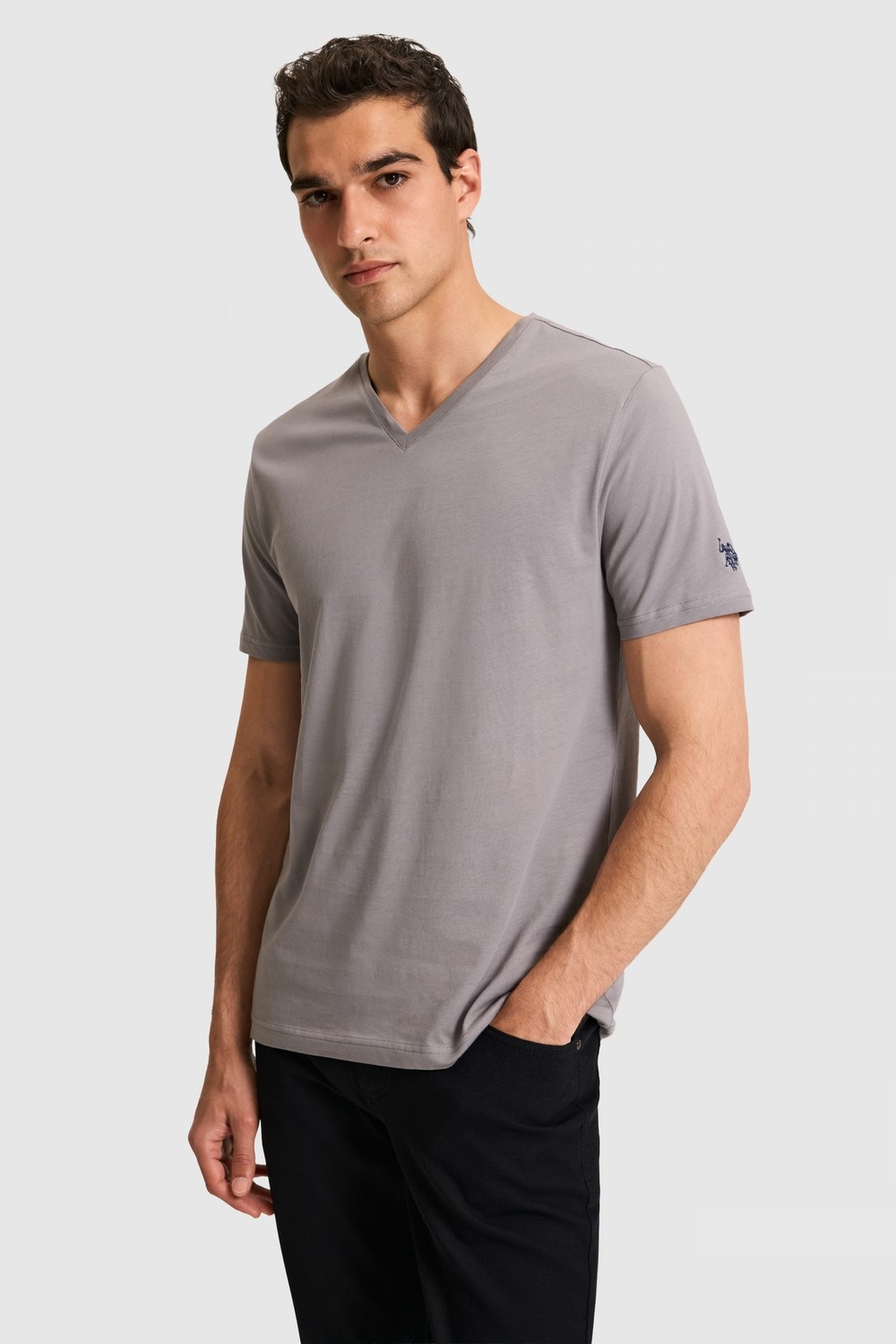 U.S. Polo Assn. Erkek Regular Fit V Yaka Yeşil Basic Tişört 50326944-VR016