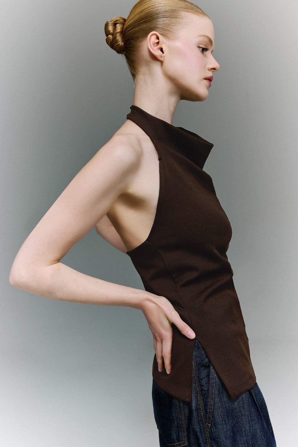 DeFacto Slim Fit Halter Yaka Bluz F8007AX26SM