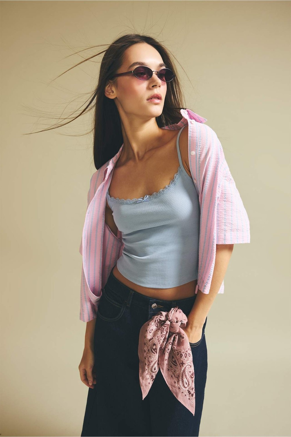 DeFacto Boxy Fit Gömlek Yaka Kısa Kollu Pembe Gömlek H6251AX26SM