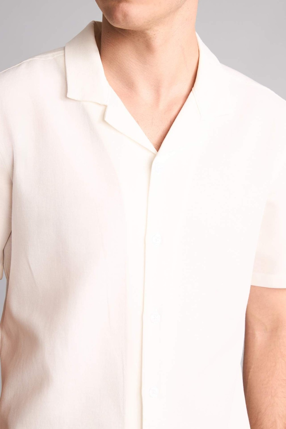 DeFacto Modern Fit Polo Yaka Keten Karışımlı Kısa Kollu Gömlek H7840AX26SM görsel 4