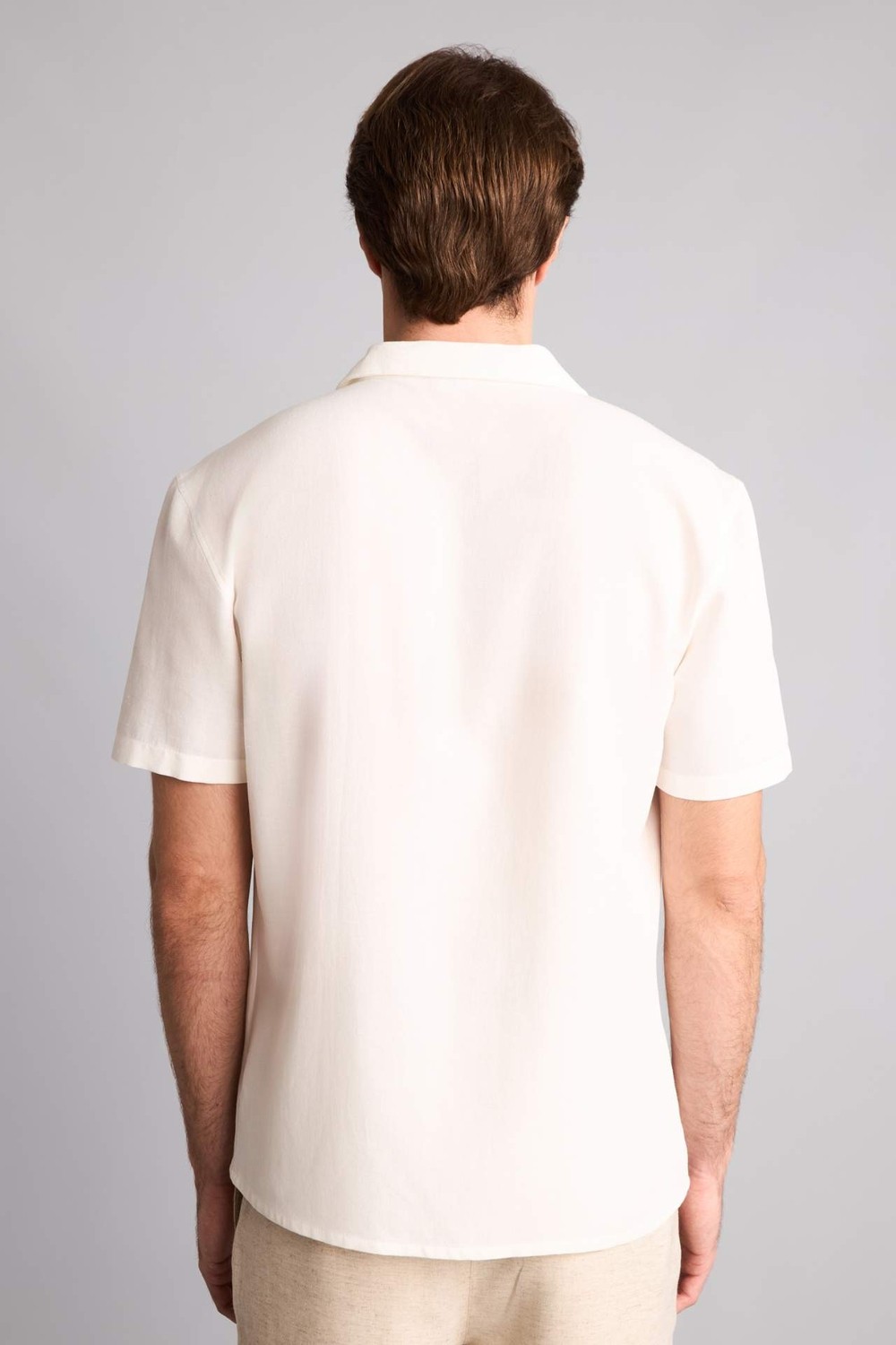 DeFacto Modern Fit Polo Yaka Keten Karışımlı Kısa Kollu Gömlek H7840AX26SM görsel 5