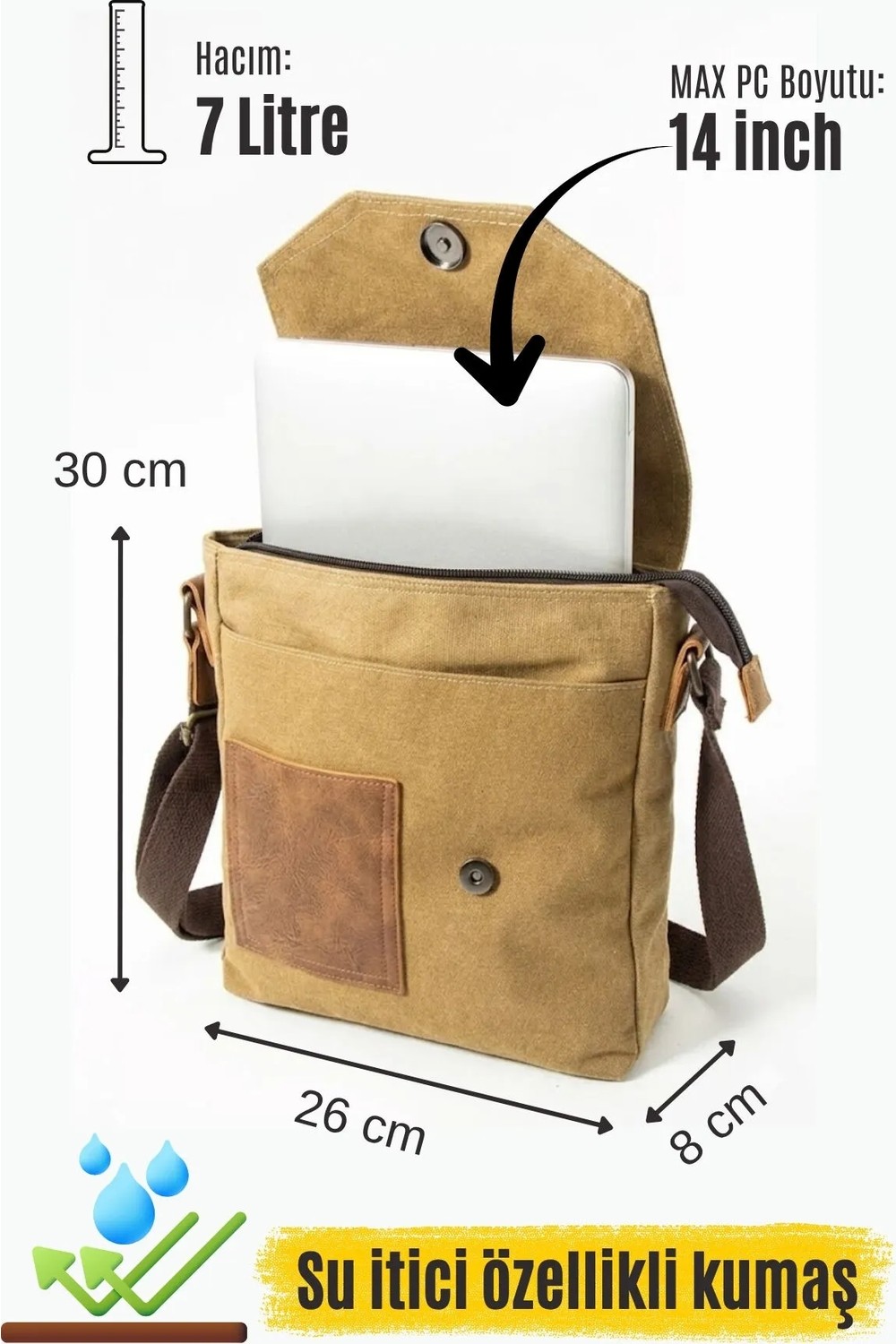 Byhakan GK62 KANVAS POSTACI ÇANTASI ÇOK BÖLMELİ ÜNİVERSİTE GÜNLÜK ÇANTA MACBOOK TABLET ÇANTA görsel 8