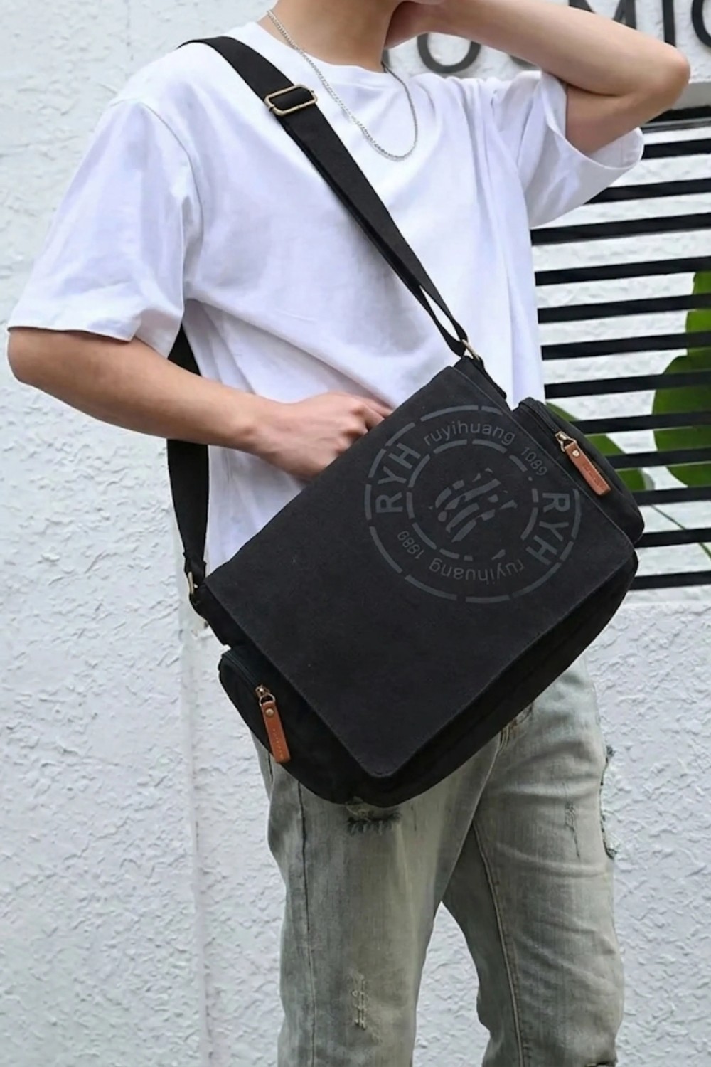 Byhakan GK65 Kanvas Postacı Yan Çapraz Körüklü Evrak Dizüstü Laptop Notebook MACBOOK Tablet Günlük Kullanım görsel 8