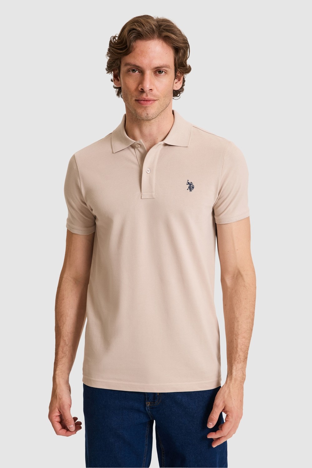 U.S. Polo Assn. Erkek Koyu Yeşil Slim Fit Polo Yaka Basic Tişört 50322347-VR079