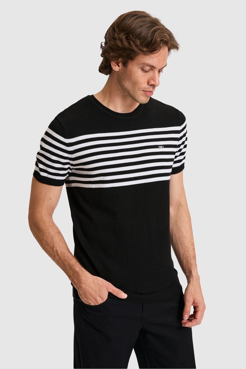 U.S. Polo Assn. Erkek Slim Fit Bisiklet Yaka Siyah Triko Tişört 50325115-VR046 görsel 7