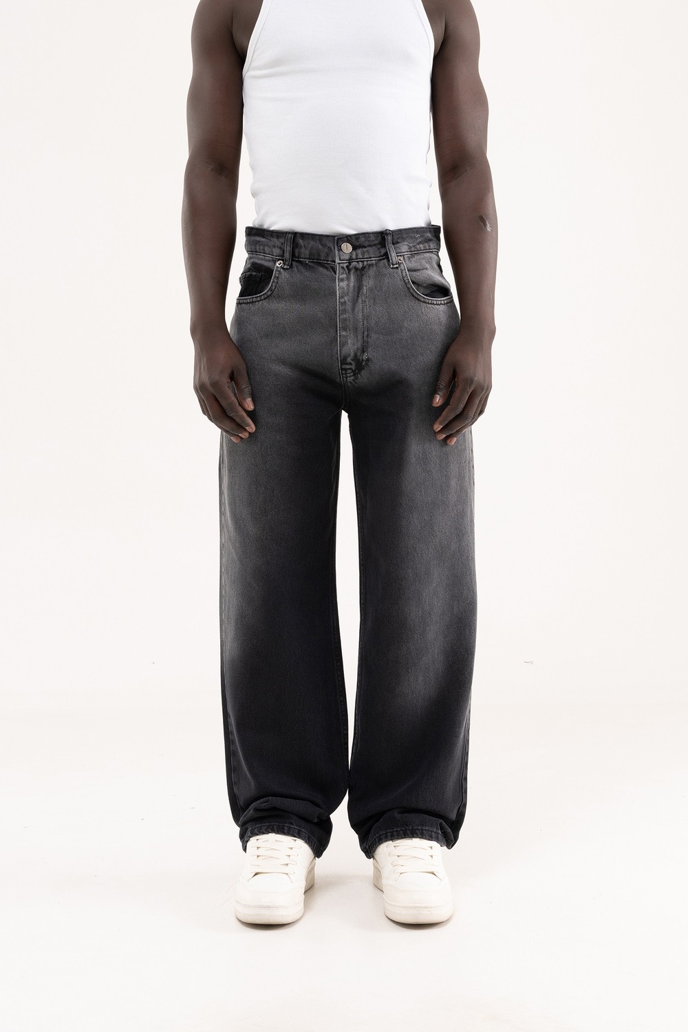 Machinist Erkek Degrade Effected Baggy Jean Pantolon Siyah