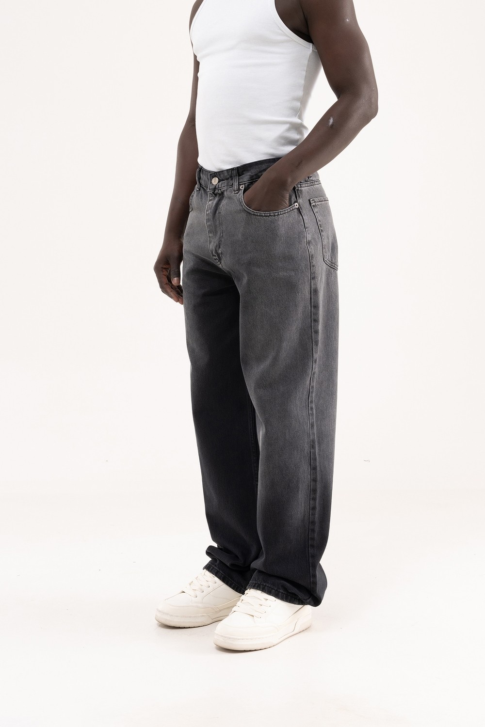 Machinist Erkek Degrade Effected Baggy Jean Pantolon Siyah görsel 2