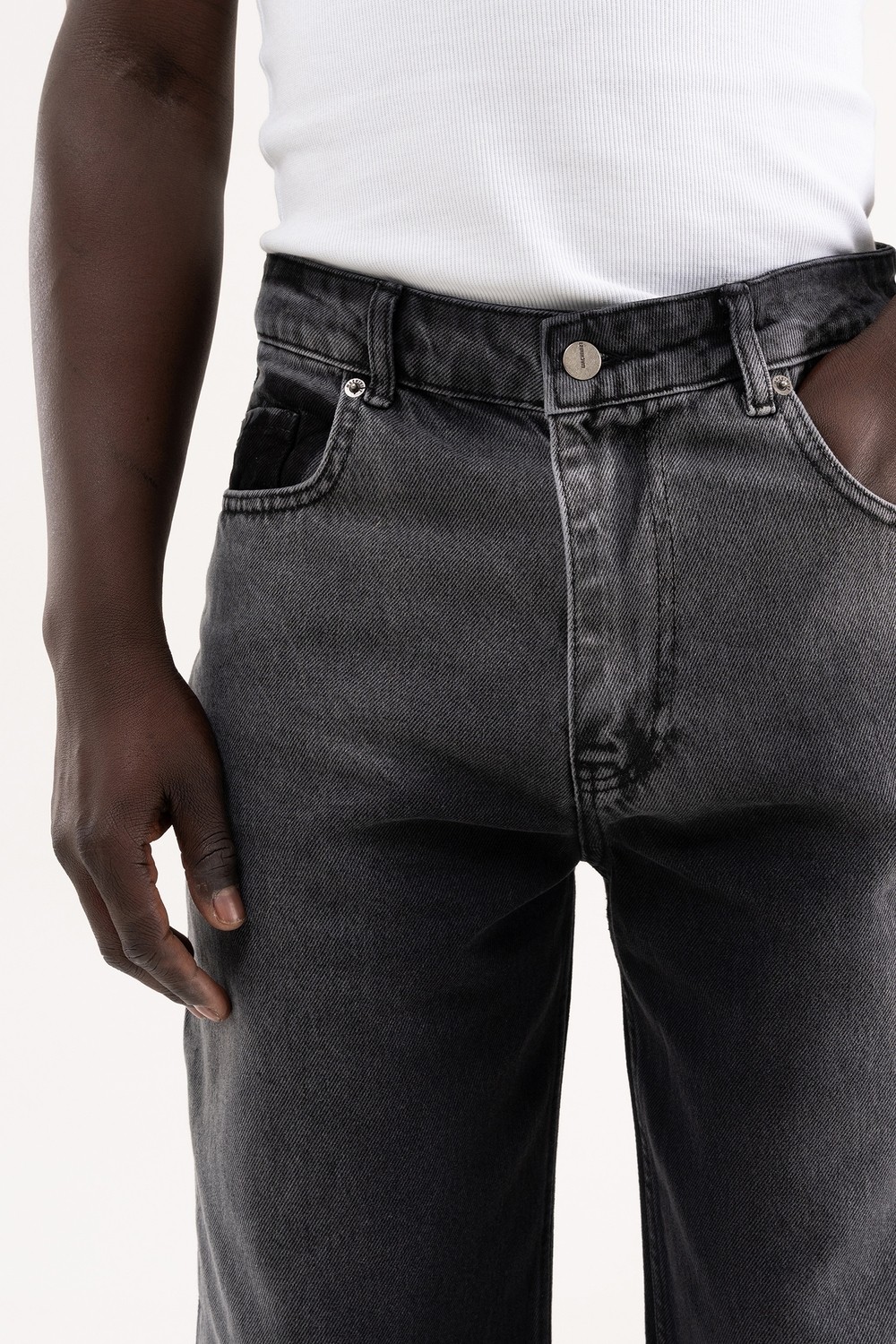 Machinist Erkek Degrade Effected Baggy Jean Pantolon Siyah görsel 3