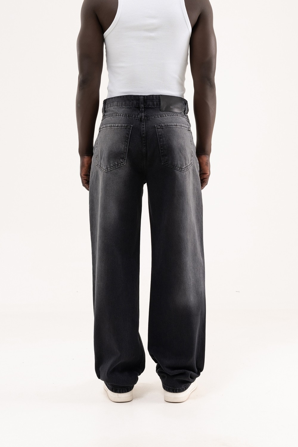 Machinist Erkek Degrade Effected Baggy Jean Pantolon Siyah görsel 4