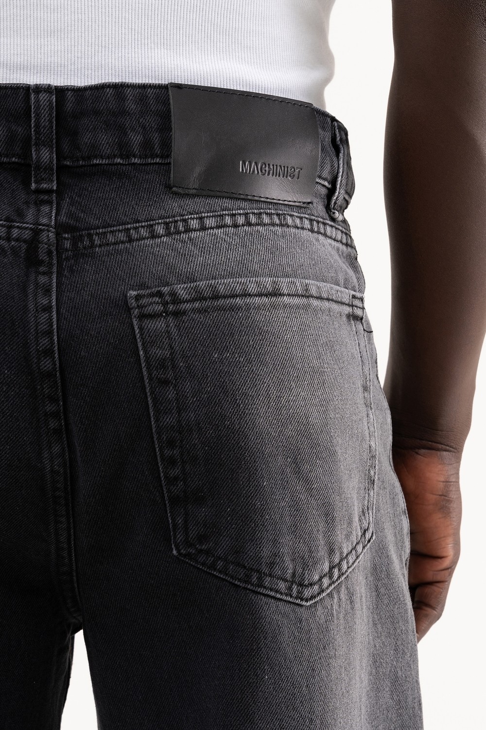 Machinist Erkek Degrade Effected Baggy Jean Pantolon Siyah görsel 5