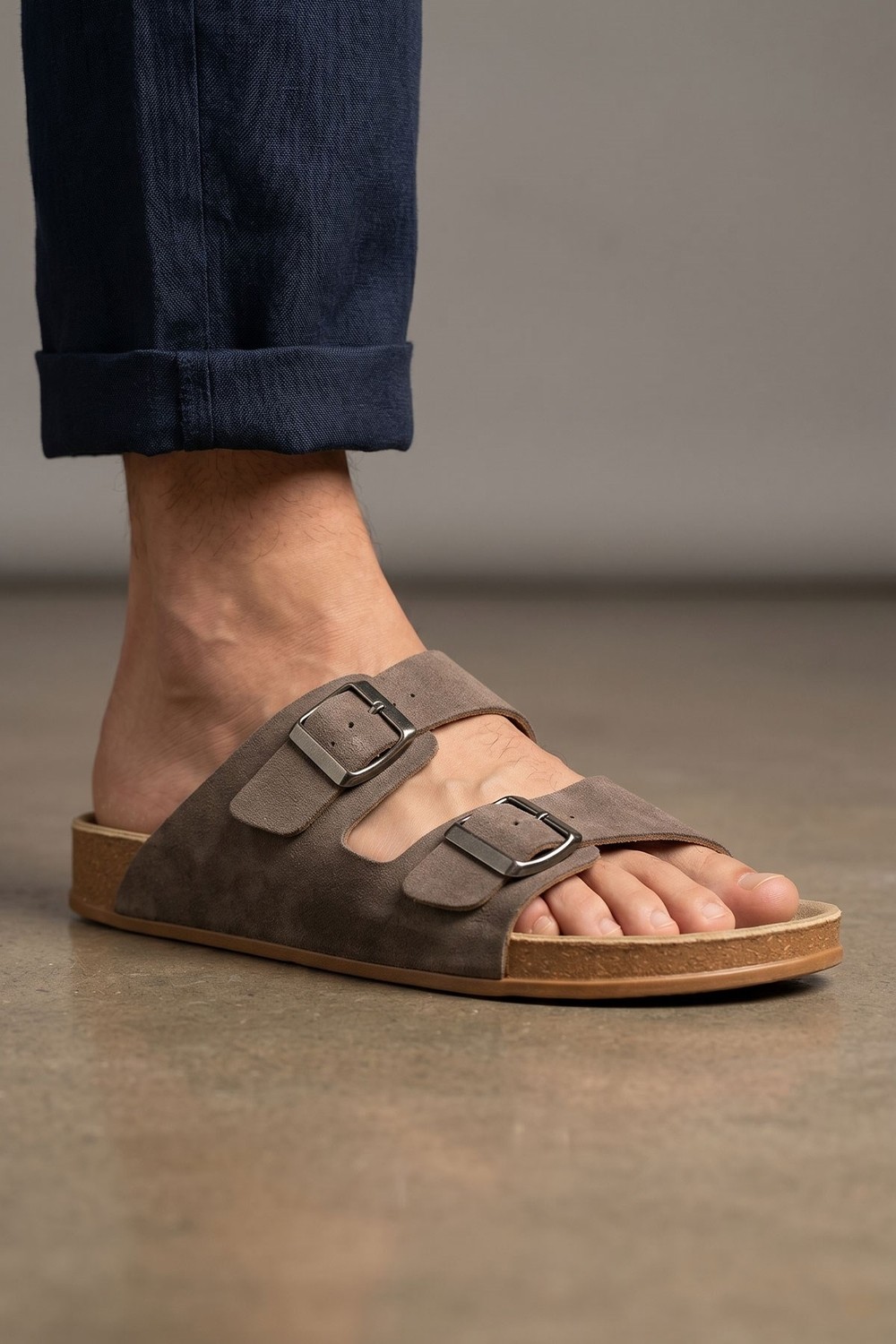 Look Life S963.001 Incim Vizon Comfort Çift Bantlı Erkek Terlik Günlük Sahil Plaj Terliği görsel 2