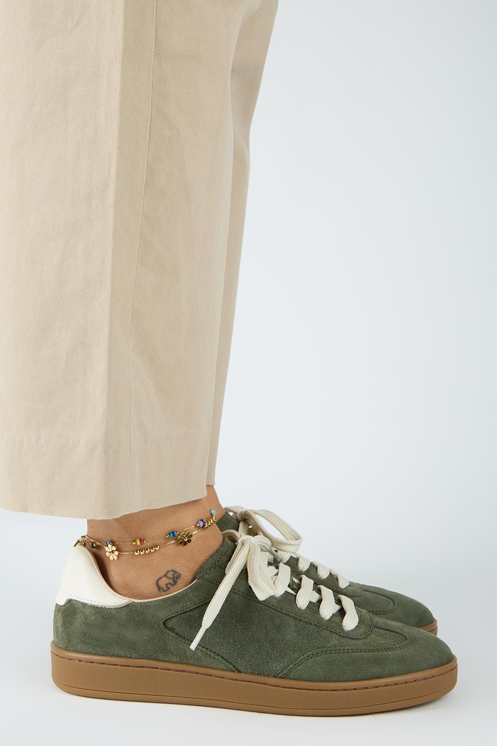 Manijero Krahe Barbella 2 Kadın Hakiki Deri Üç Ayrı Alternatif Bağcıklı Antrasit-Ekru Sneakers