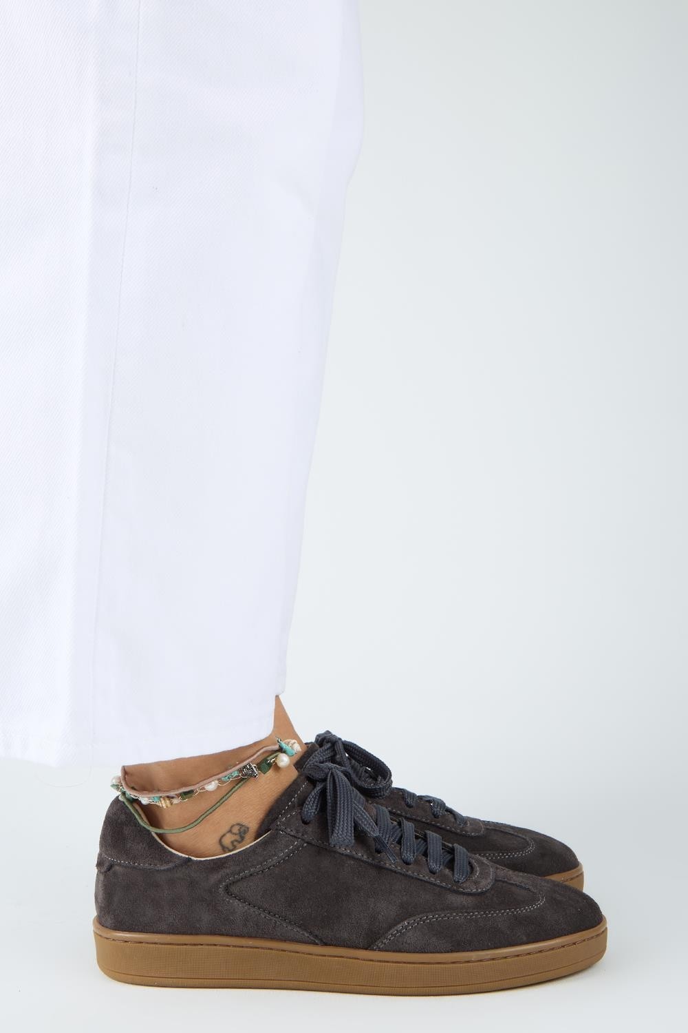 Manijero Krahe Barbella Kadın Hakiki Deri Üç Ayrı Alternatif Bağcıklı Haki Sneakers