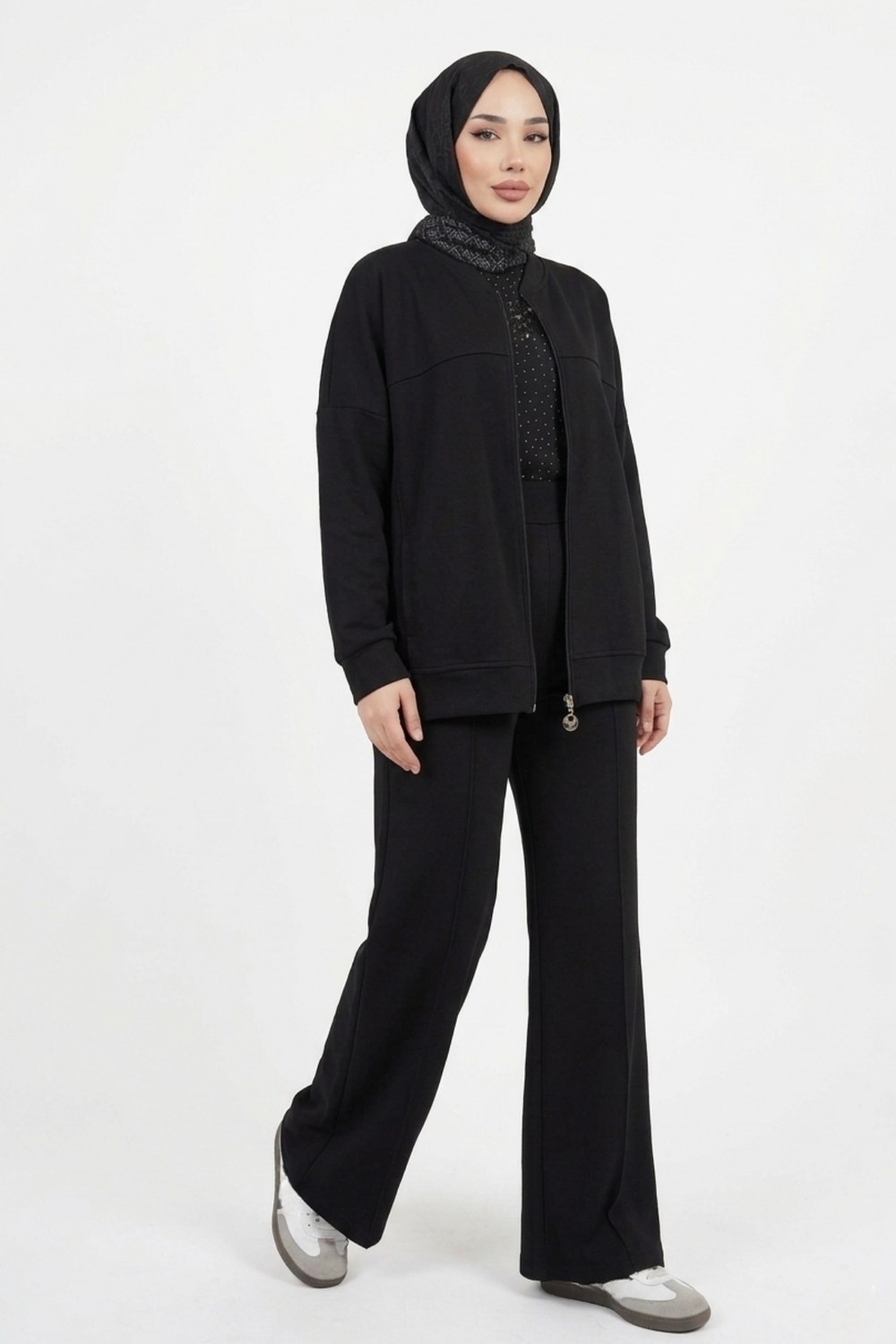 Thiff Tesettür Önü Fermuarlı Oversize Modal Takım görsel 4