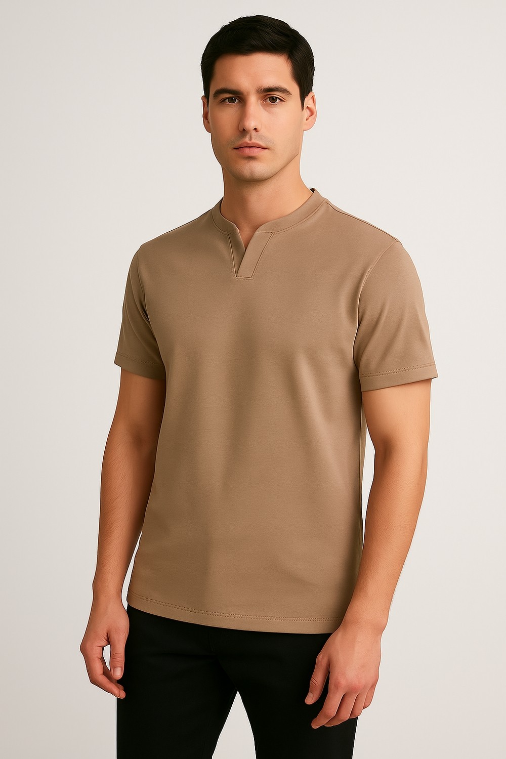 Uomo Park Henley Tişört Basic Casual T Shirt 2124