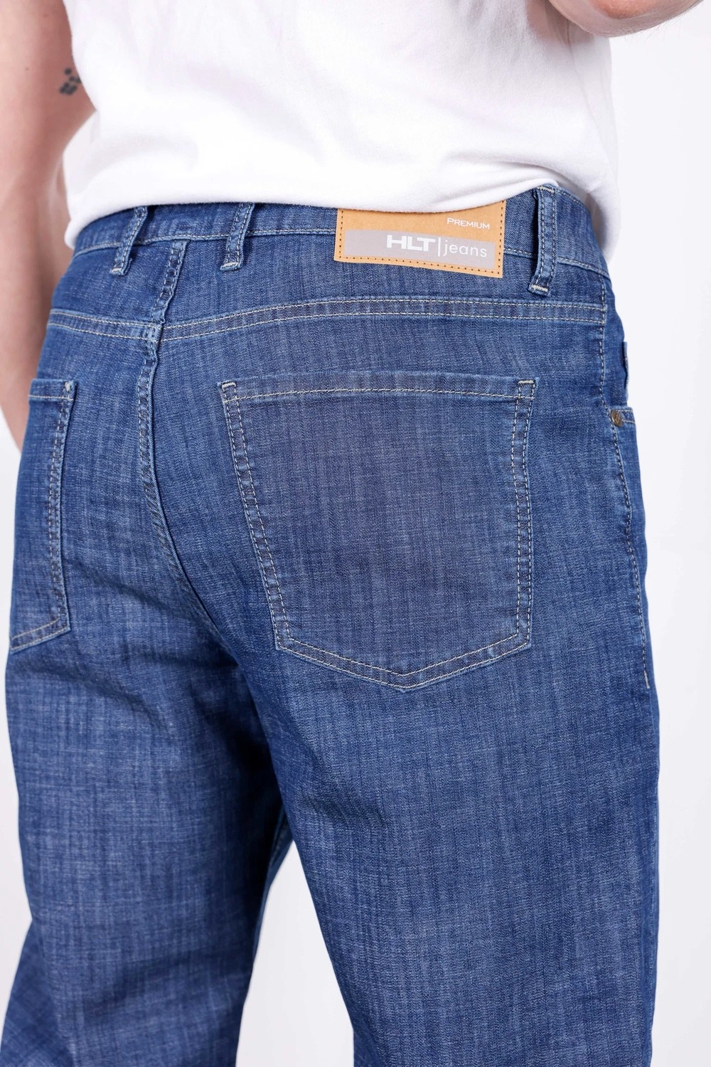 Hlt Jeans Erkek Yazlık Koyu Mavi Ince Kumaş Regular Fit Boru Paça Esnek Likralı Jeans HLTHE001968