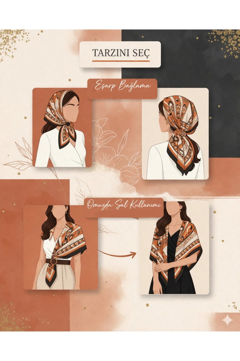 Tarzını Seç Lacivert Queen Fular / Bandana / Aksesuar / Eşarp 90X90 cm görsel 8