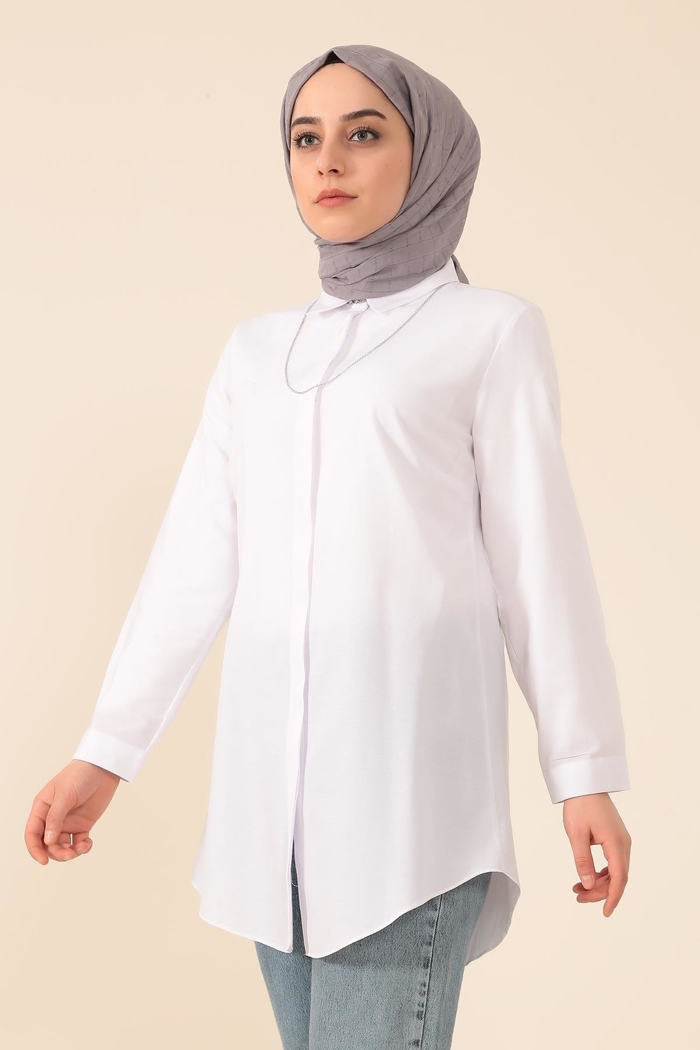 Moda Gülay Beyaz Boyfrend Gömlek Poplin Kumaş Özelliği ile Şık Tasarım Kadınlar İçin görsel 5