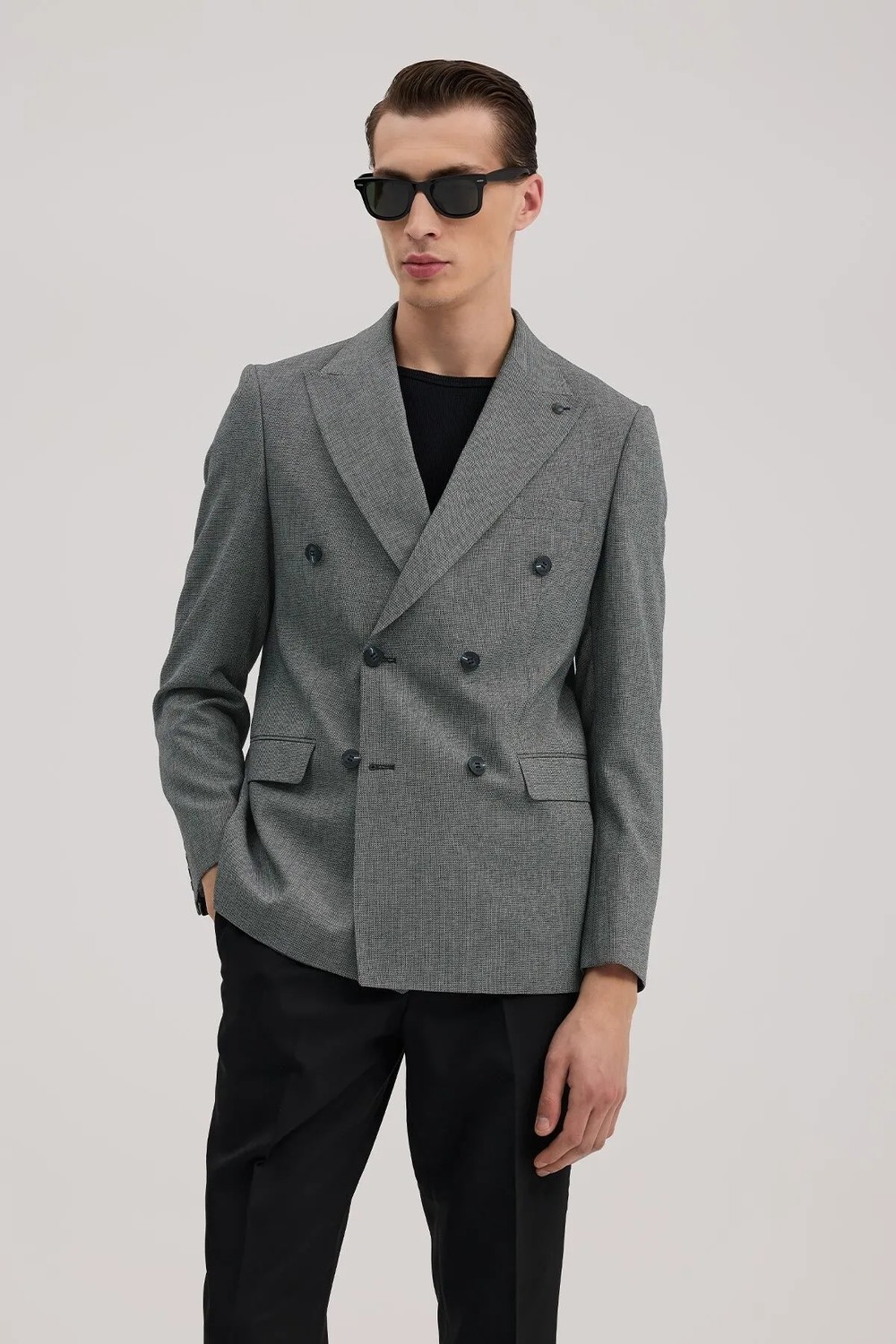 Jakamen Lacivert Slim Fit Kruvaze Erkek Takım Elbise10 görsel 3