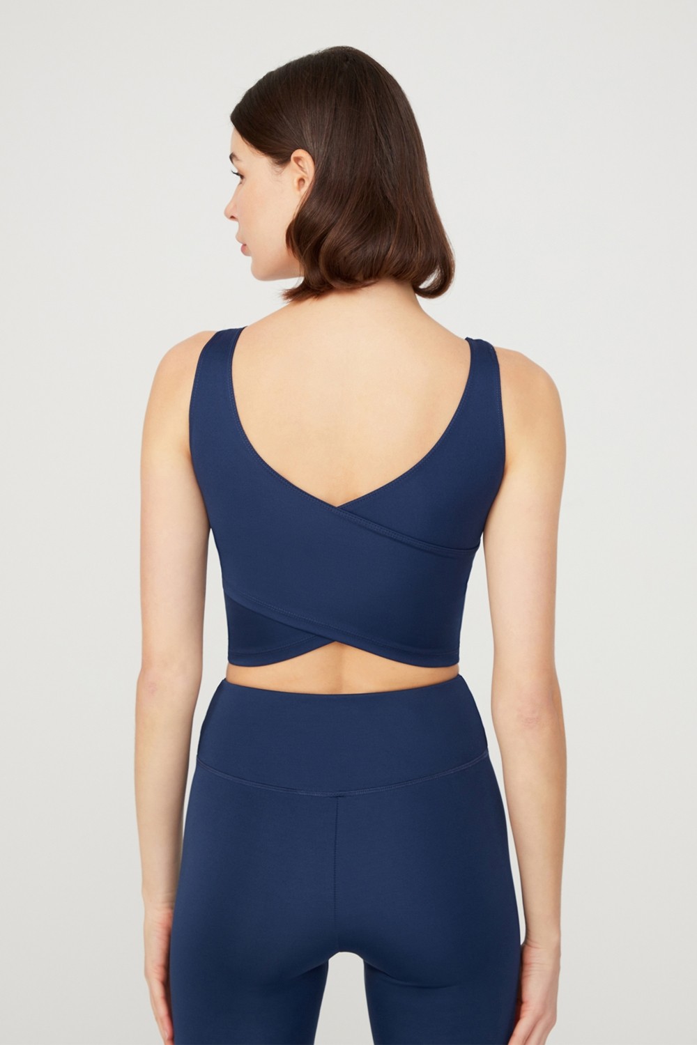 Los Ojos Hafif Destekli Siyah Crop Top Spor Büstiyer Sabit Kaplı Dokuma ile Şık Tasarım görsel 3