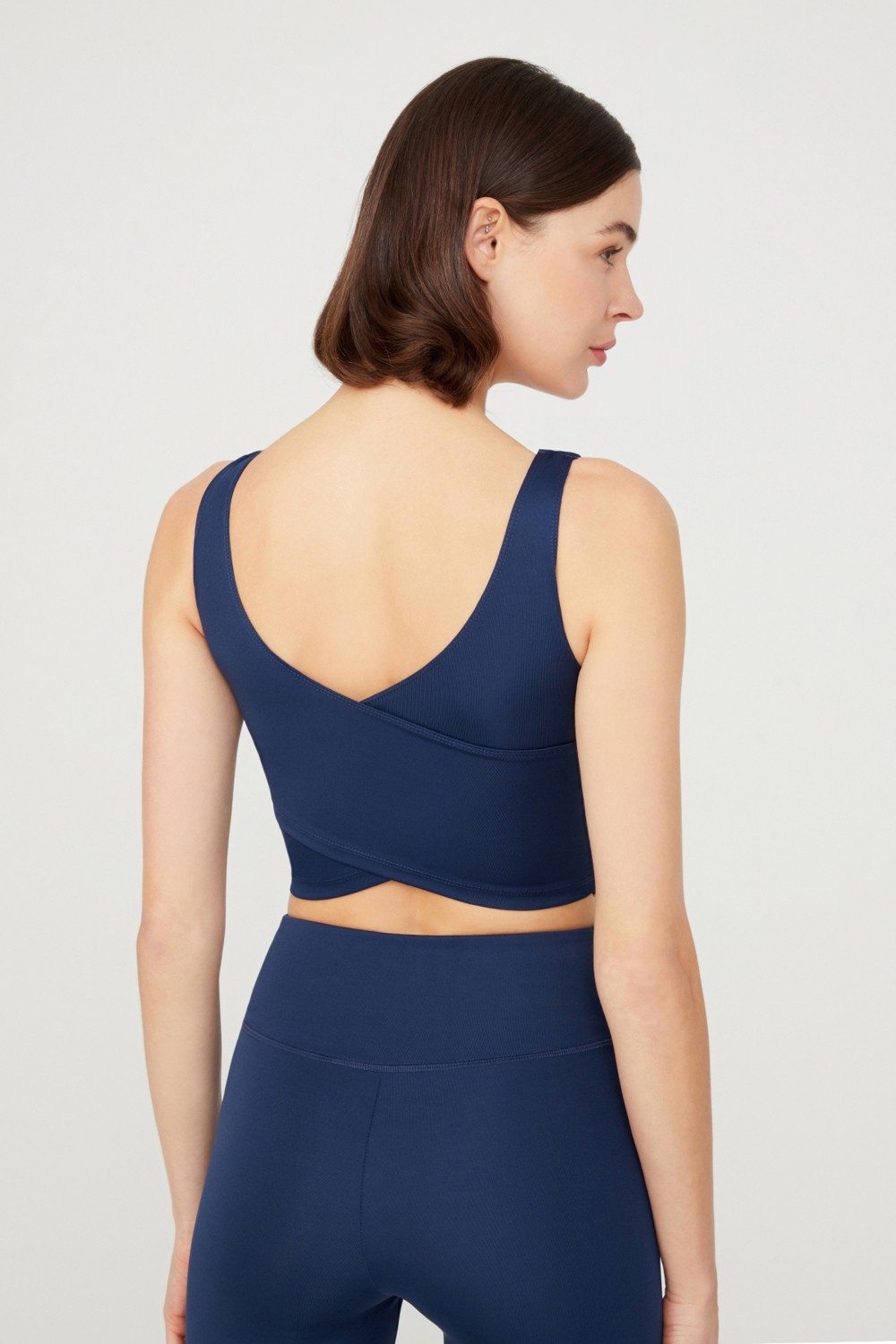 Los Ojos Hafif Destekli Siyah Crop Top Spor Büstiyer Sabit Kaplı Dokuma ile Şık Tasarım görsel 5