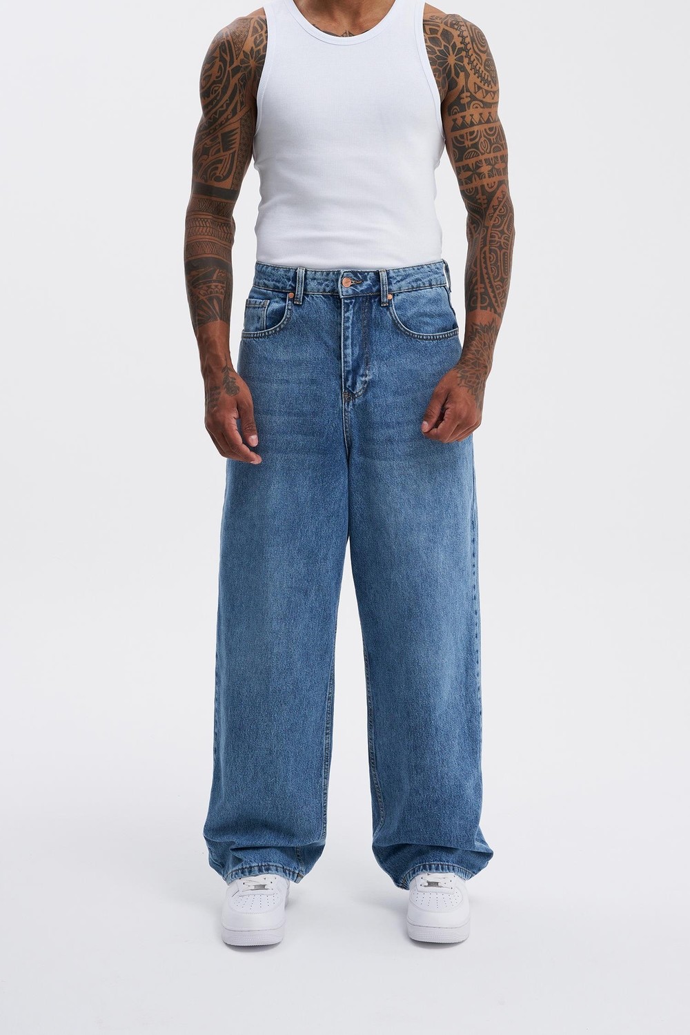 Machinist Erkek Oversize Baggy Jean Pantolon Açık Mavi