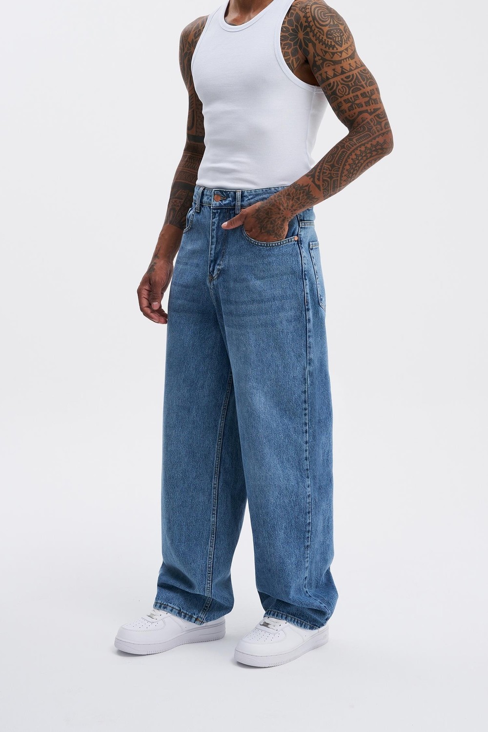 Machinist Erkek Oversize Baggy Jean Pantolon Açık Mavi görsel 6