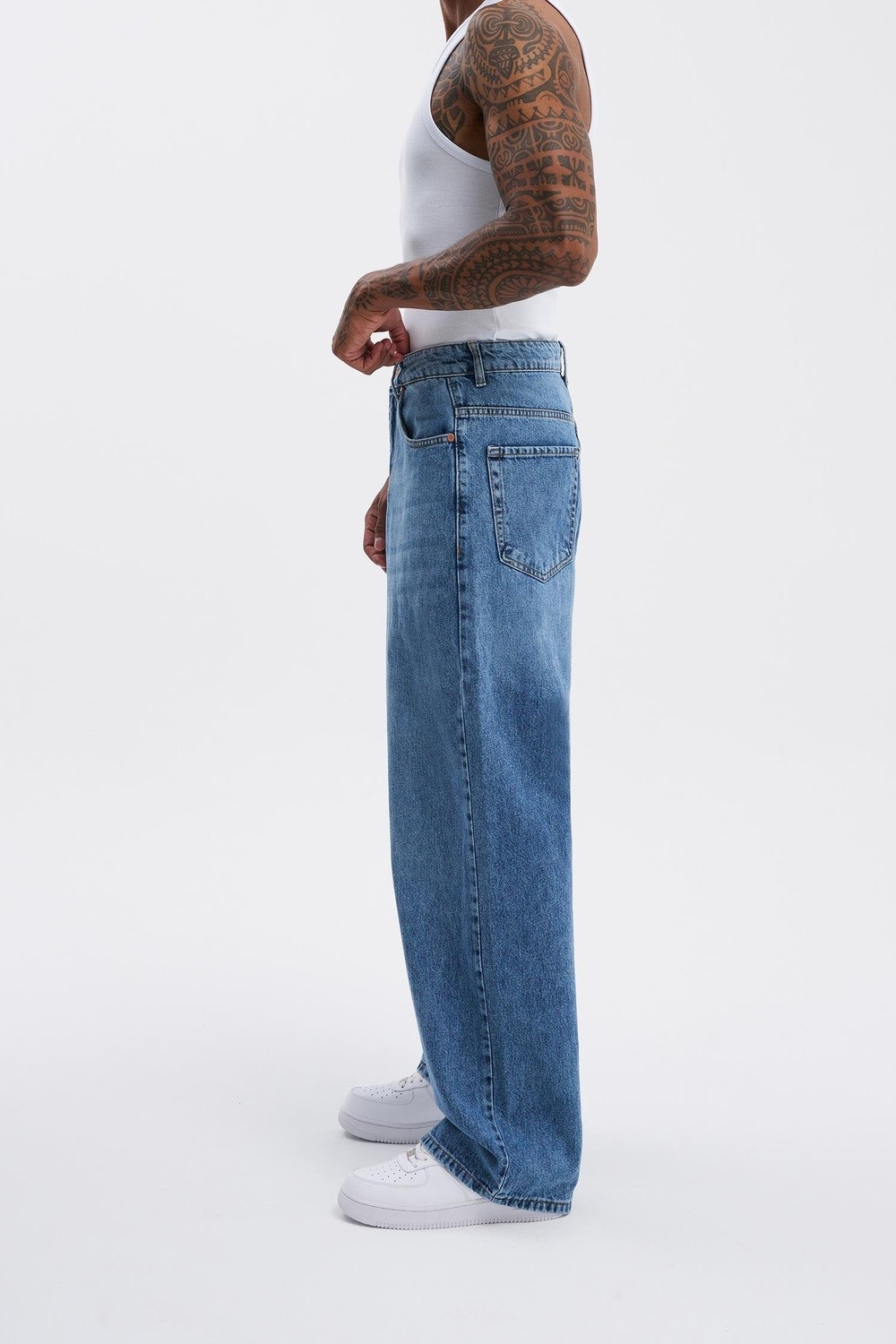 Machinist Erkek Oversize Baggy Jean Pantolon Açık Mavi görsel 7