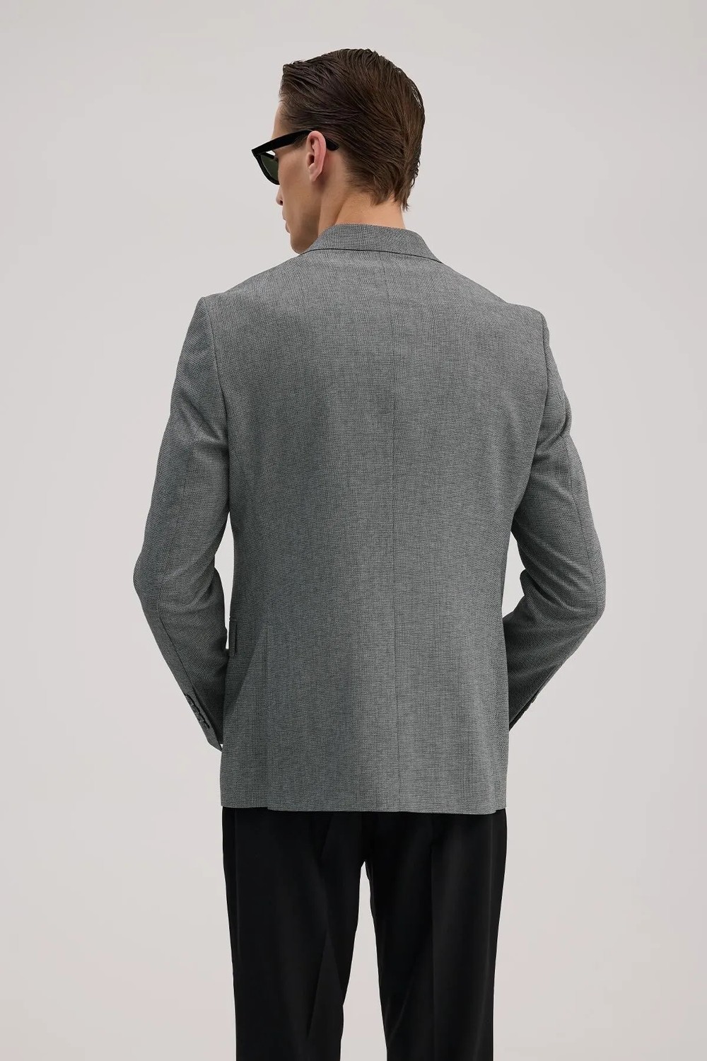 Jakamen Lacivert Slim Fit Kruvaze Erkek Takım Elbise görsel 2