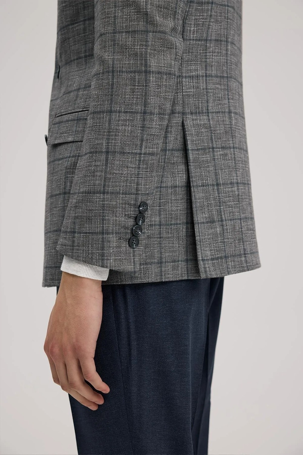 Jakamen Koyu Lacivert Slim Fit Kruvaze Erkek Takım Elbise görsel 4