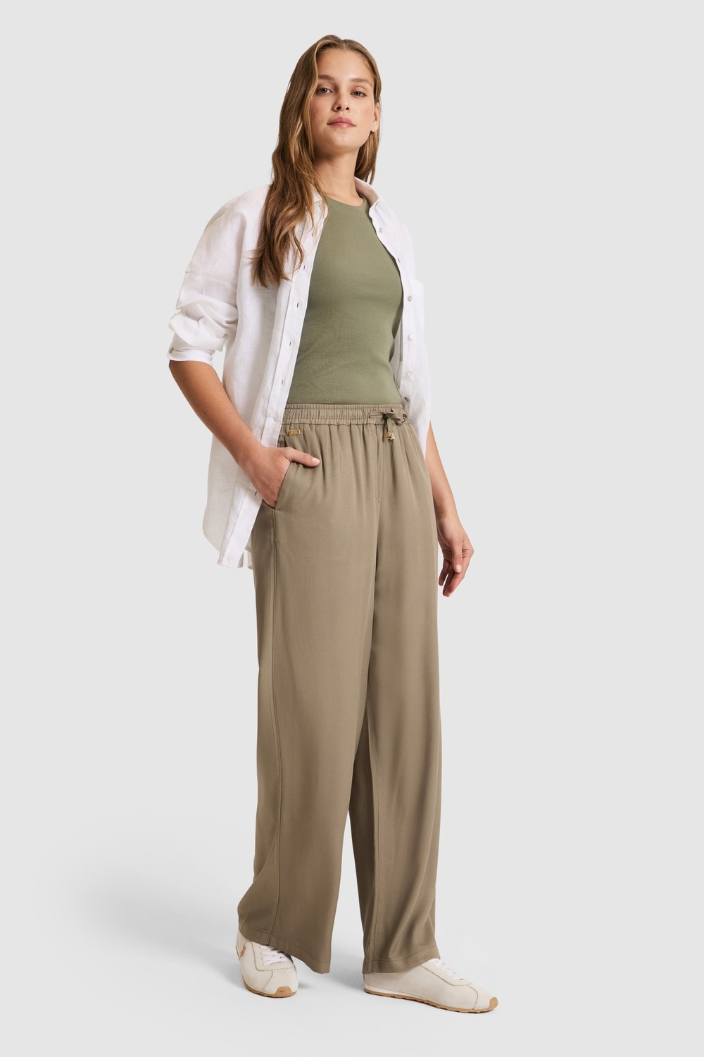 U.S. Polo Assn. Kadın Haki Kanvas Pantolon 50325543-VR027