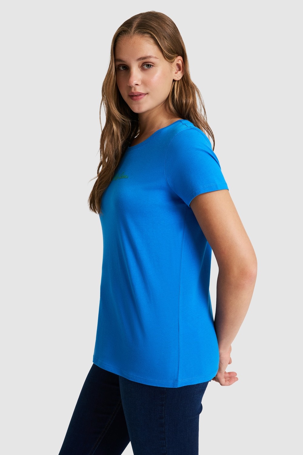 U.S. Polo Assn. Kadın Koyu Yeşil Basic Tişört 50323450-VR079 görsel 3