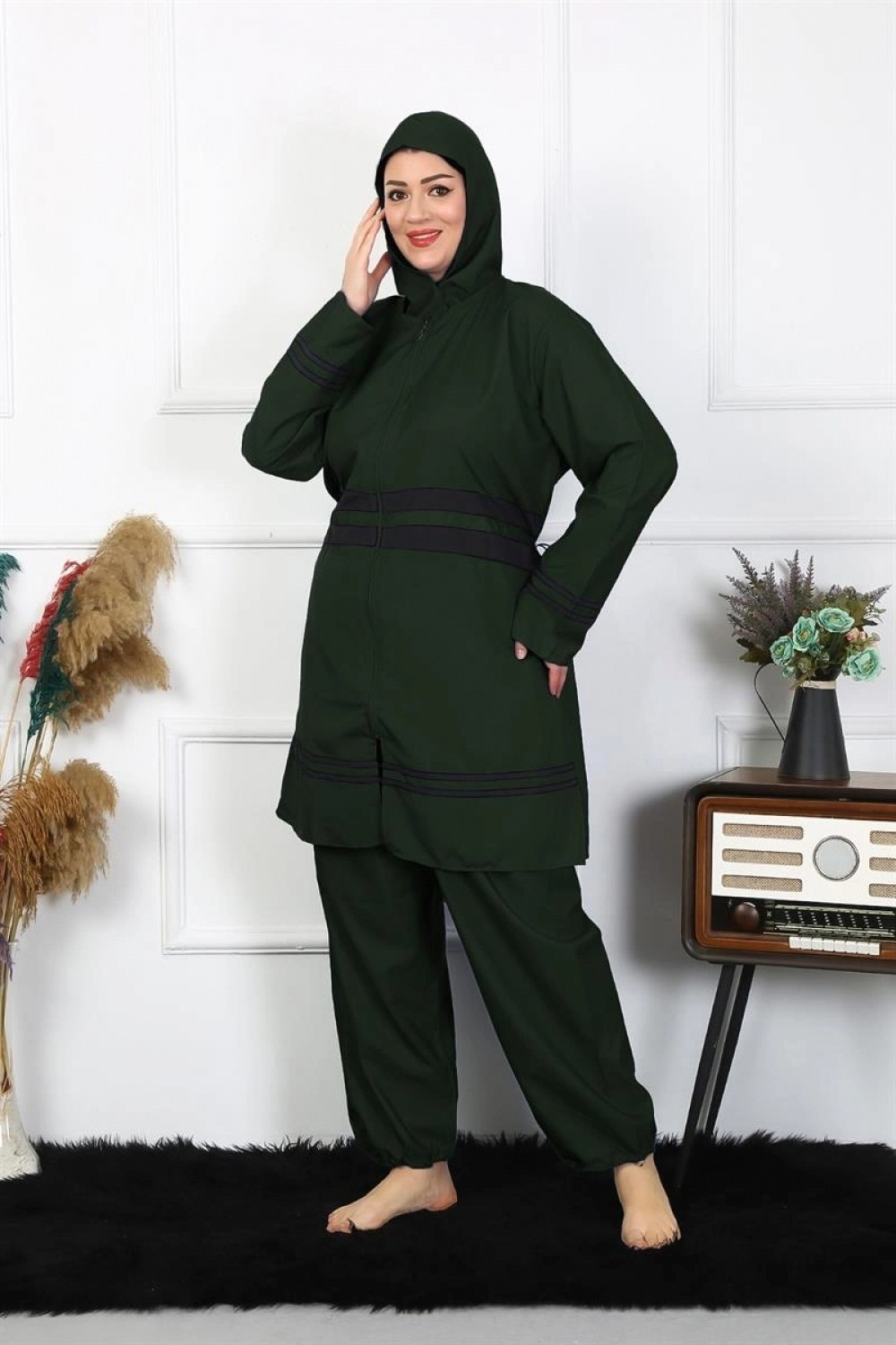Marsilyan ™- Büyük Beden Tesettür Mayo 60-62-64-66 Beden Haki 55015