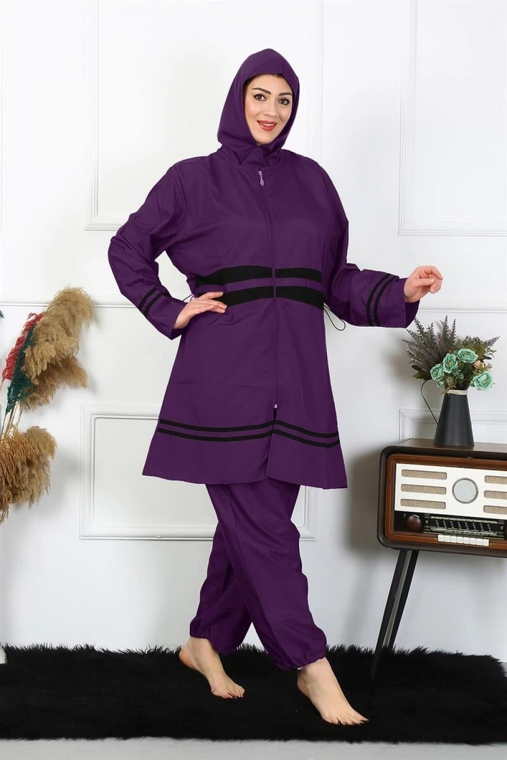 Marsilyan ™- Büyük Beden Tesettür Mayo 60-62-64-66 Beden Mor 55015