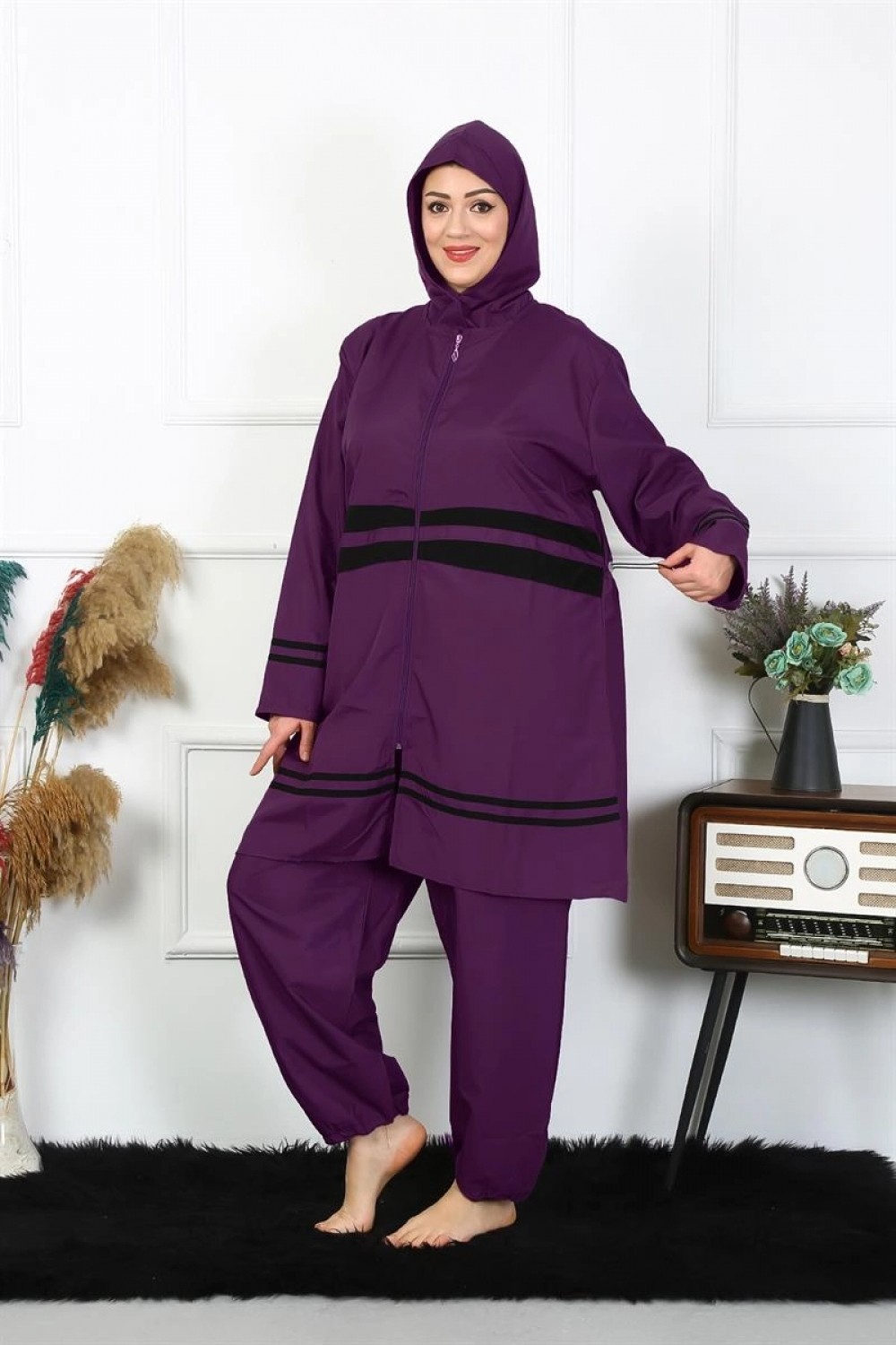 Marsilyan ™- Büyük Beden Tesettür Mayo 60-62-64-66 Beden Mor 55015 görsel 4