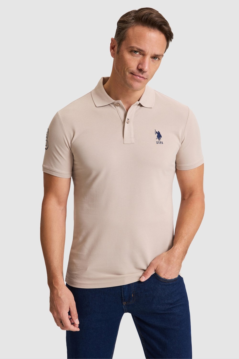 U.S. Polo Assn. Erkek Slim Fit Polo Yaka Yeşil Basic Tişört 50326920-VR235