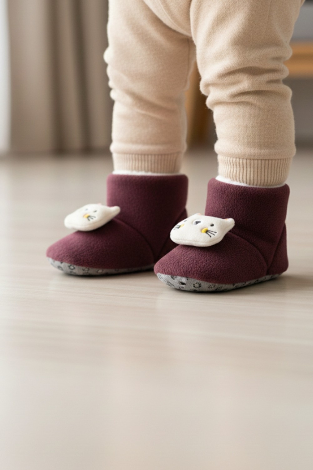 Pufien Kışlık Patik,zilli Peluş Bot, Polar Sevimli Rahat ve Kaymaz Tabanlı, Bebek ve Çocuk görsel 8