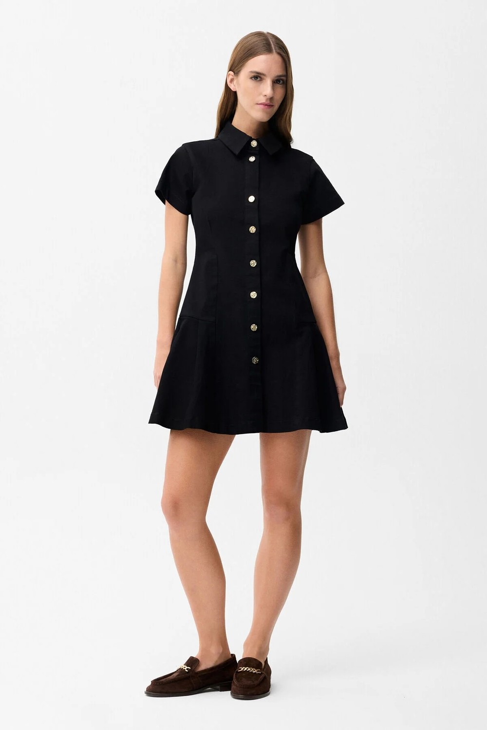 adL Pileli Denim Elbise Siyah 12446564000