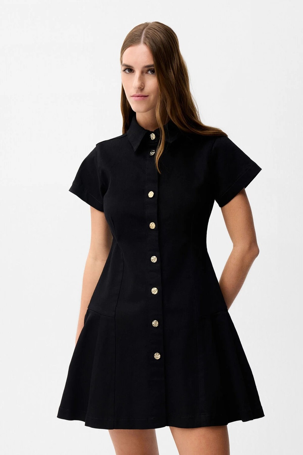 adL Pileli Denim Elbise Siyah 12446564000 görsel 8