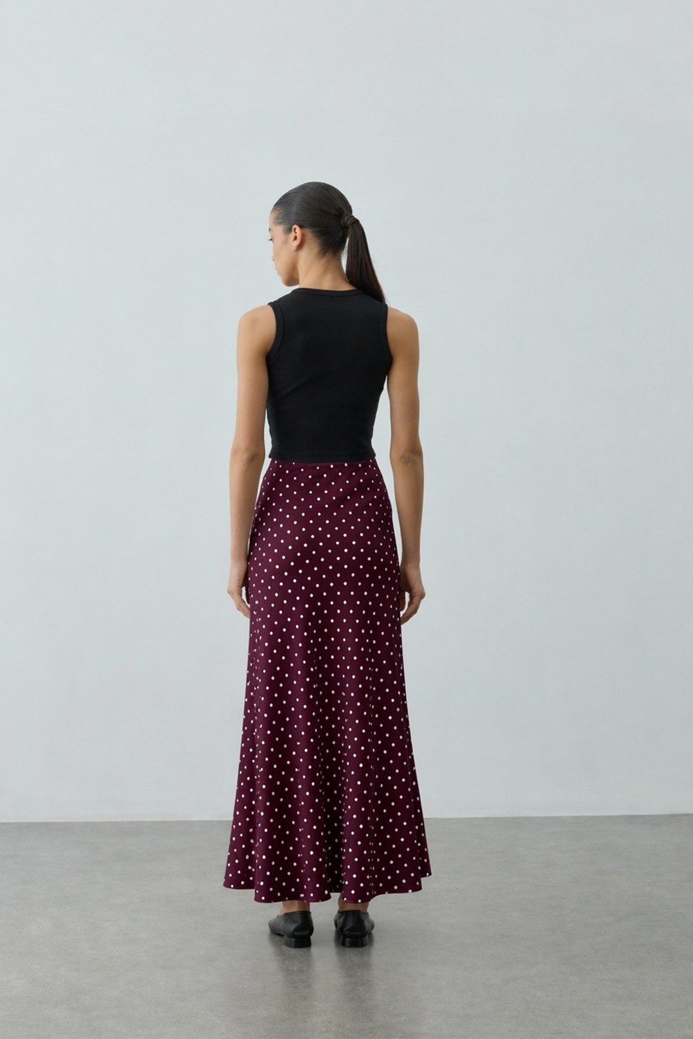 Fahhar Twill Puantiye Etek Mürdüm