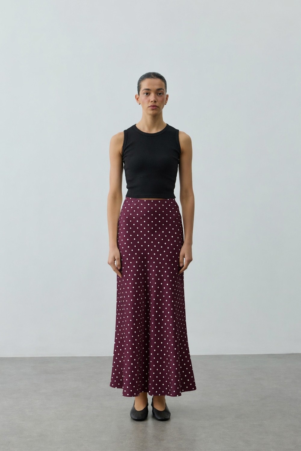 Fahhar Twill Puantiye Etek Mürdüm görsel 2