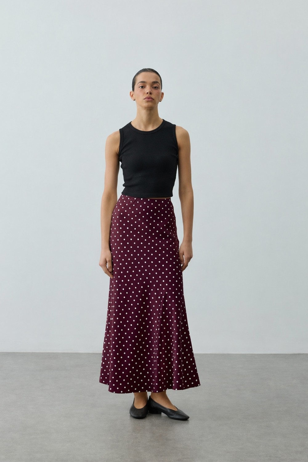 Fahhar Twill Puantiye Etek Mürdüm görsel 4