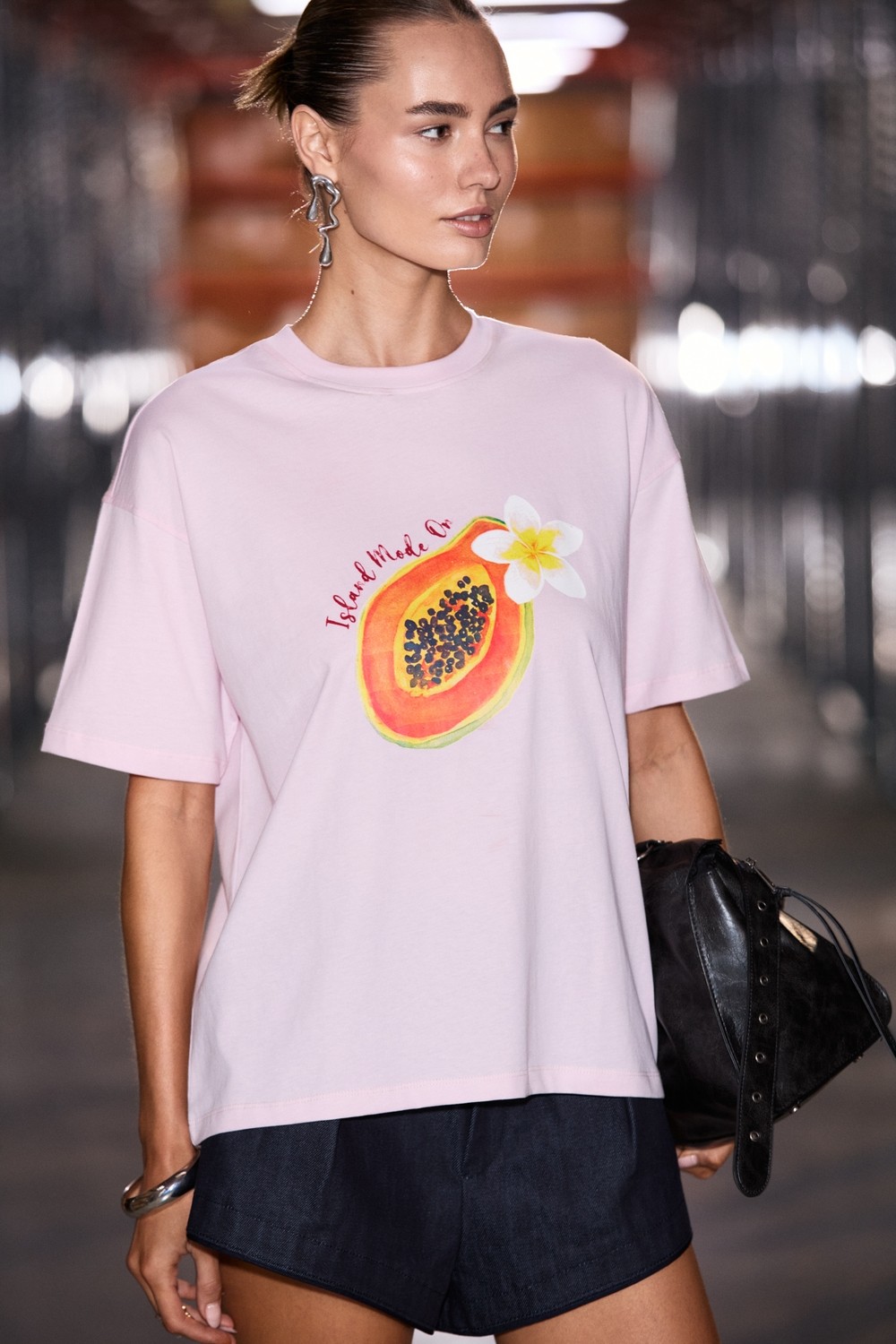 Grimelange CASSIANE Kadın Bisiklet Yaka Kısa Kollu Ön Ve Arka Baskılı Regular Sarı T-Shirt