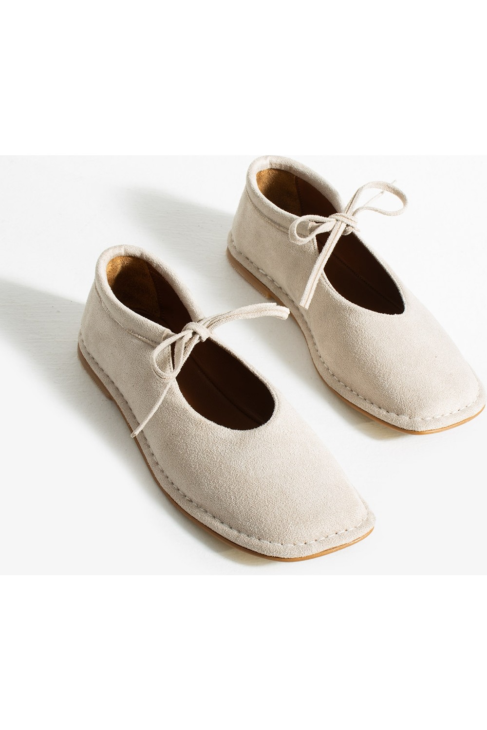 Duxal Shoes Brendon Düğüm Detaylı Konfor Hakiki Deri Içi Bağcıklı Kadın Babet Ayakkabı görsel 3