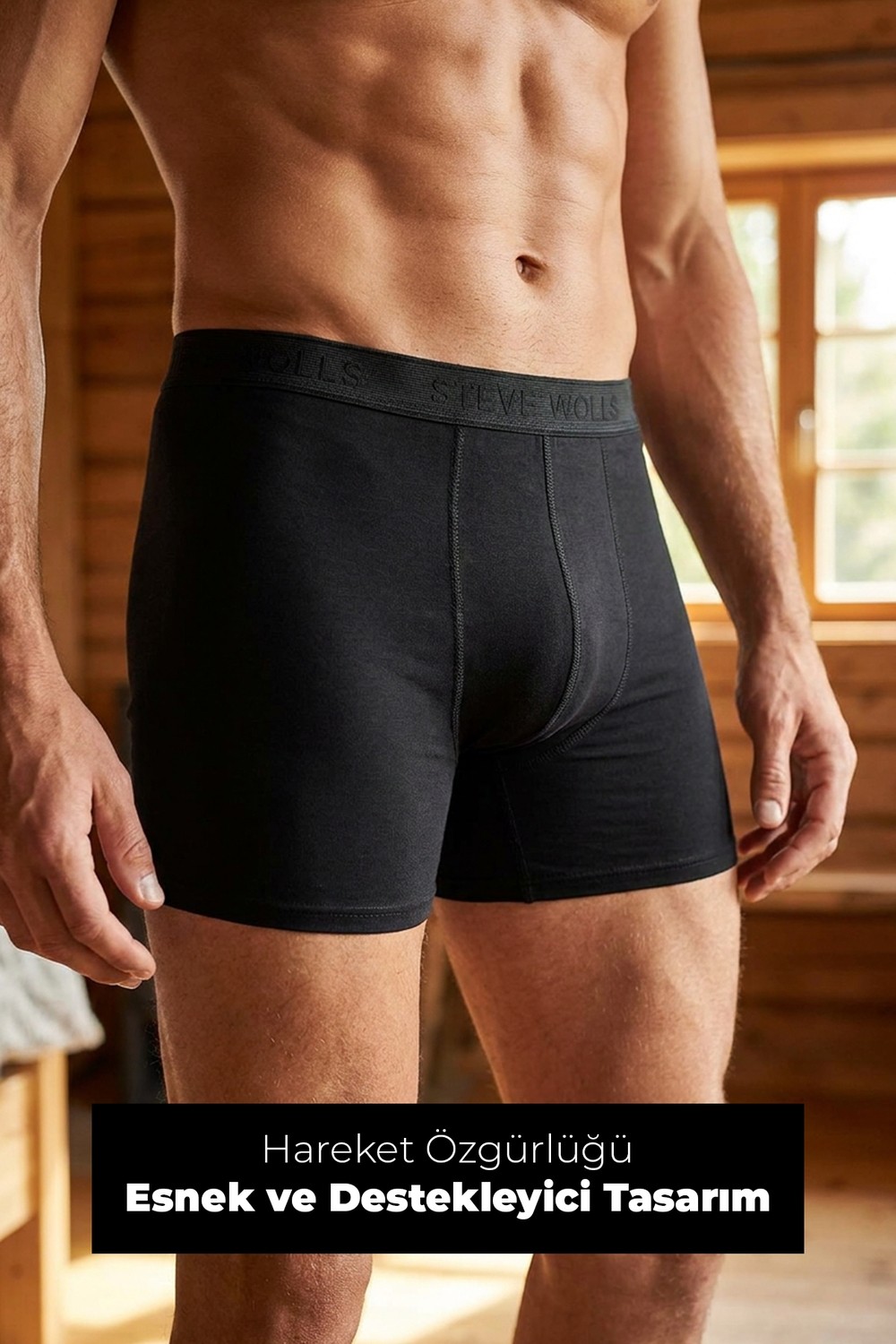 Steve Wolls Erkek Siyah 5’li Uzun Paça Bambu Boxer - 25203 (BUS100) görsel 2