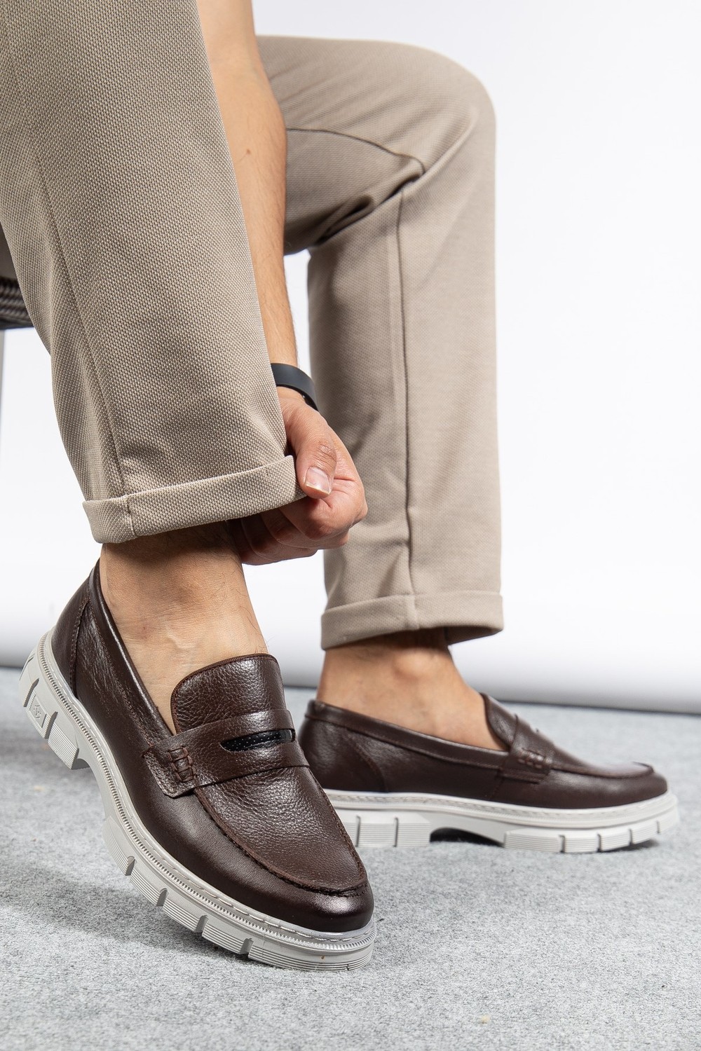 Depderi Hakiki Deri, Bağcıksız, 4 Mevsim, Erkek Klasik Iç Dış Deri Ayakkabı görsel 2